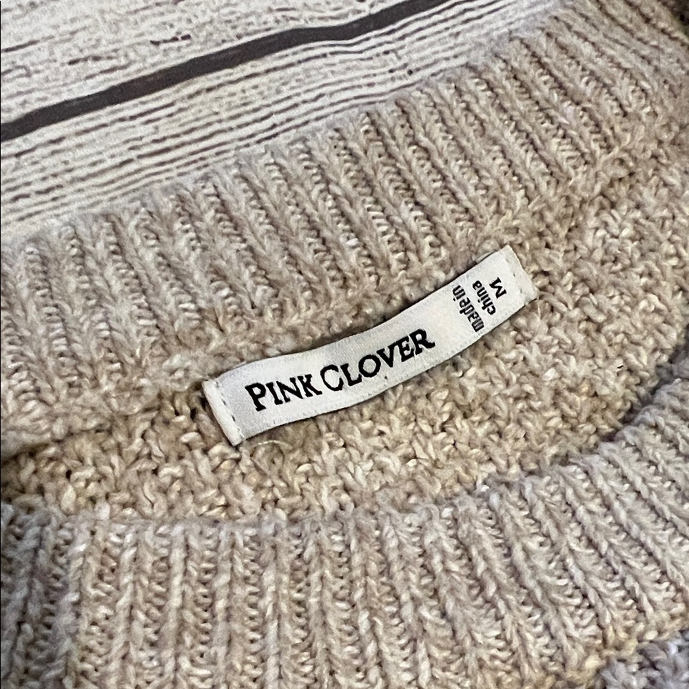 Pink Clover Beige Crew Neck Sweater - Picture 2 of 6